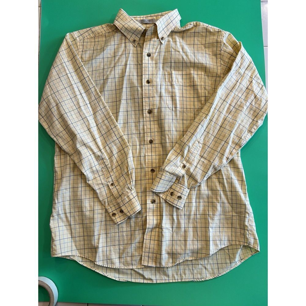 L.L. Bean Long Sleeve Yellow Plaid Dutton Down Shirt. Traditional Fit size LG